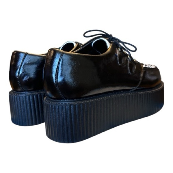 Rose.G Black White Punk Lace Up Platform Creepers Shoe Size 10 Retro 90s Unisex - Picture 10 of 16